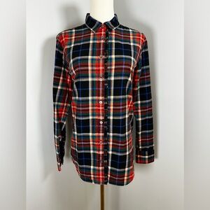 Ruffle Trim Flannel Button Down Shirt